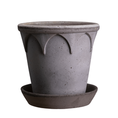 Elizabeth Grey Terracotta Pot 18cm, 21cm + Saucer